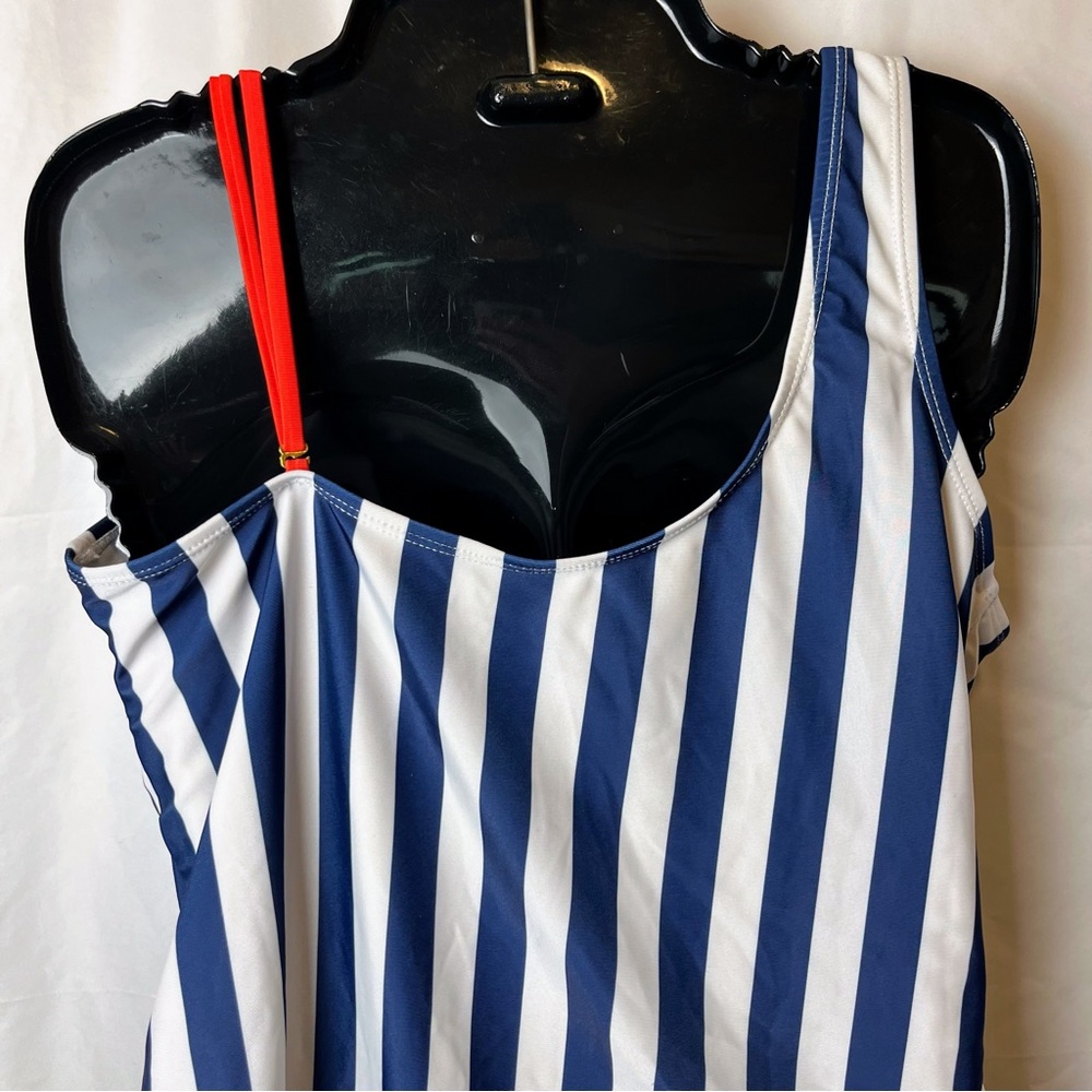 Disney Womens Minnie Mouse Swimsuit XL One Piece Striped Red Bow Nautical Cruise - Picture 5 of 9